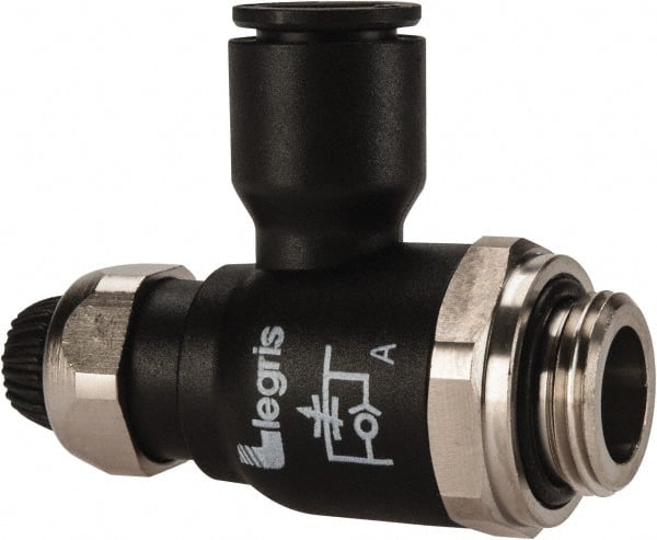 Legris 7060 10 17 Air Flow Control Valve: Compact Meter Out Flow Control, Tube x BSPP, 10mm Tube OD 