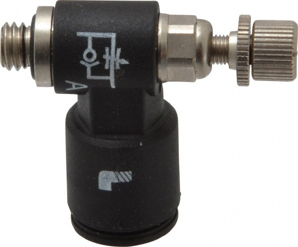 Legris 7660 56 20 Air Flow Control Valve: Miniature Exhaust, Tube x UNF, 1/4" Tube OD, 145 Max psi 