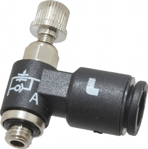 Legris 7660 06 19 Air Flow Control Valve: Miniature Exhaust, Tube x BSPP, 6mm Tube OD, 145 Max psi 