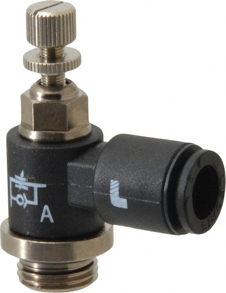 Legris 7660 06 10 Air Flow Control Valve: Miniature Exhaust, Tube x BSPP, 6mm Tube OD, 145 Max psi 