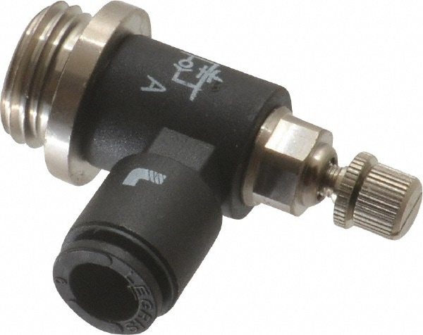 Legris 7660 06 13 Air Flow Control Valve: Miniature Exhaust, Tube x BSPP, 6mm Tube OD, 145 Max psi 