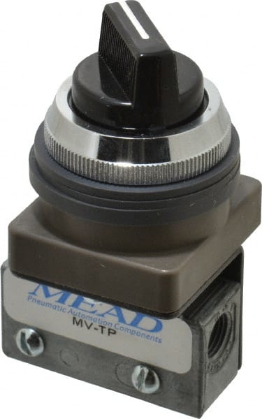 Mead MV-TP Mechanically Operated Valve: 3-Way Pilot, Two Position Actuator, 1/8" Inlet, 2 Position 