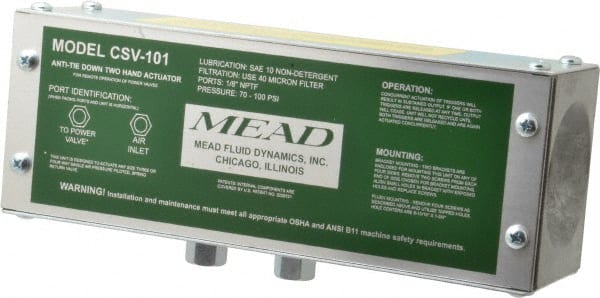 Mead CSV-101 Two-Hand Control Unit Air Valve: Air Pilot Actuator, 4 Position, 1/8" Inlet, NPTF Thread 