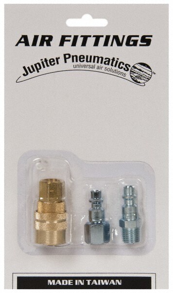 3 Piece 1/4" Body 1/4 NPT 145 psi Industrial Pneumatic Coupling Plug Set