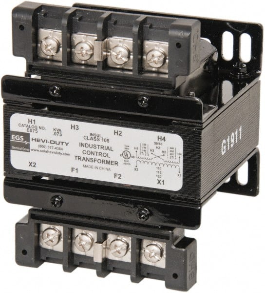 Sola/Hevi-Duty E075 1 Phase, 0.08 kVA, Control Transformer 