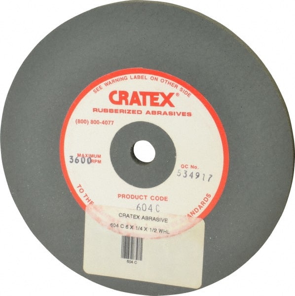 Cratex 604 C Surface Grinding Wheel: 6" Dia, 1/4" Thick, 1/2" Hole 