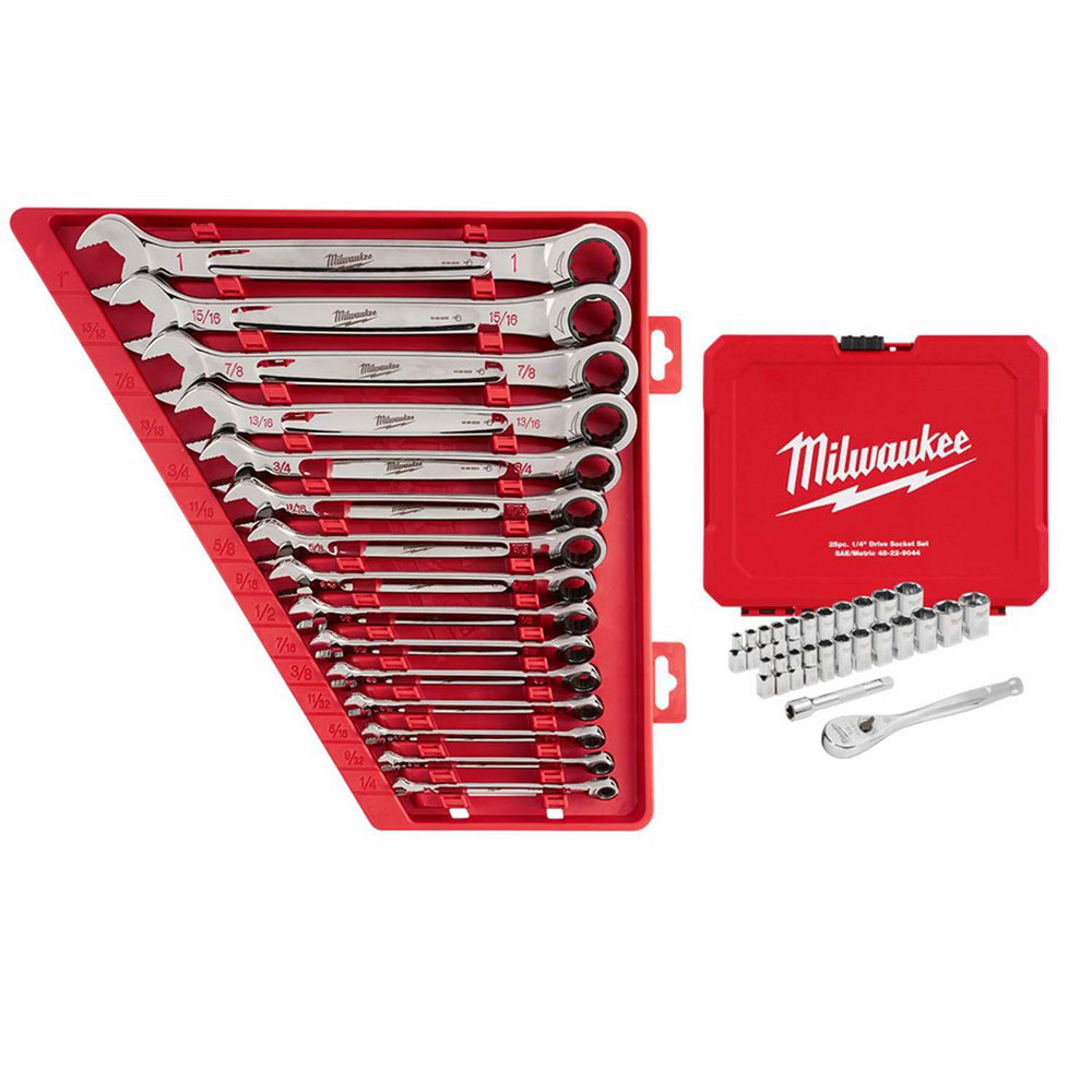 Milwaukee Tool - Combination Wrench Set: 15 Pc, 1 to 9/32