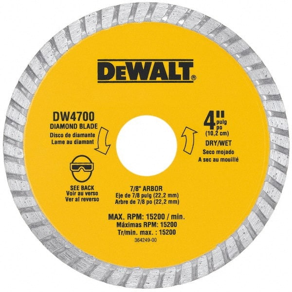 Dewalt DW4710 Wet & Dry Cut Saw Blade: 4" Dia, 7/8" Arbor Hole 