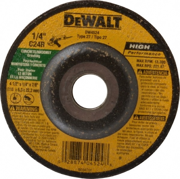 DeWalt DW4524 4-1//2 x 1//4 x 7//8 Concrete//Masonry Grinding Wheel