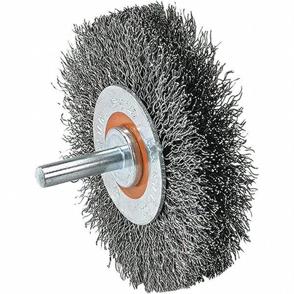 Wheel Brush: 2" Wheel Dia, Crimped
