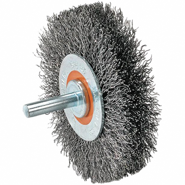 Wheel Brush: 1-3/8" Wheel Dia, 1/4" Face Width, 0.0080" Wire Dia, Crimped - Steel, 25000 RPM