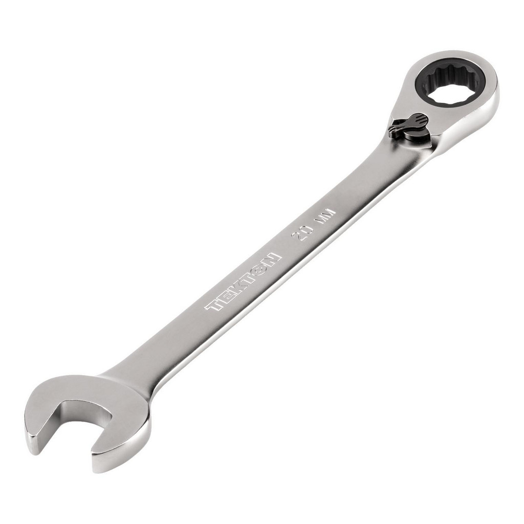 Tekton Combination Wrench: 20.00 mm Head Size, 15 deg Offset - Steel, Satin Chrome Finish | Part #WRC23420