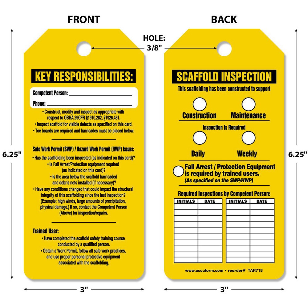 AccuformNMC - Inspection Tag: Rectangle, 6-1/4