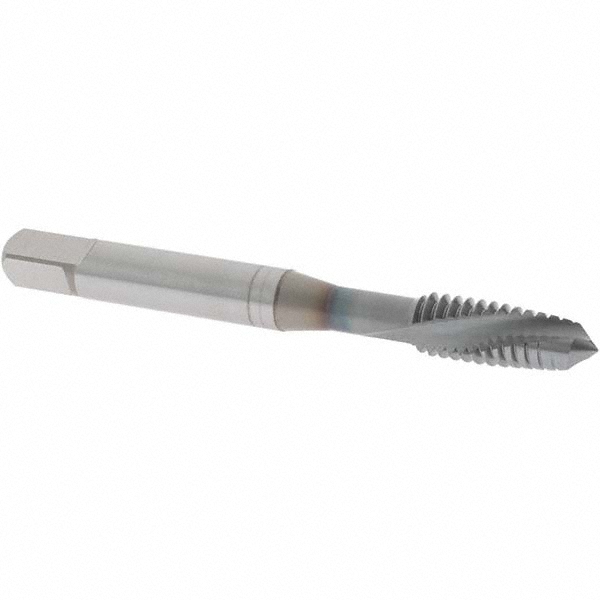 Spiral Flute Tap: 1/4-20 UNC, 2 Flutes, Plug, 2B Class of Fit, Vanadium High Speed Steel, TICN Coated