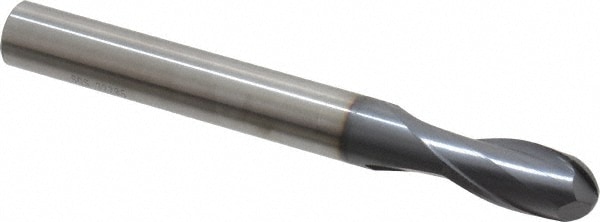 SGS 32205 Ball End Mill: 0.5" Dia, 1" LOC, 2 Flute, Solid Carbide Image