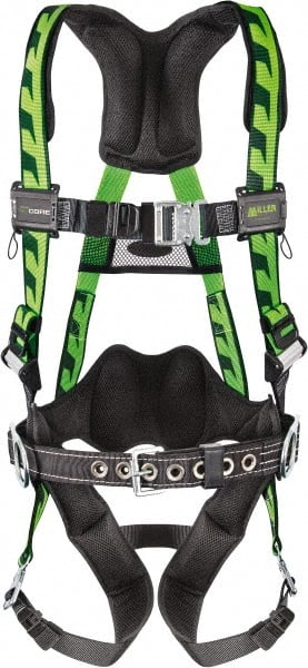 Miller AC-QC-BDP/UGN Fall Protection Harnesses: 400 Lb, AirCore Construction Style, Size Universal, Polyester 