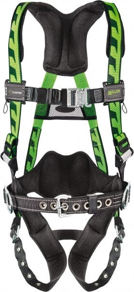 Miller AC-TB-BDP/UGN Fall Protection Harnesses: 400 Lb, AirCore Construction Style, Size Large & X-Large, Polyester 