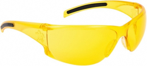 Safety Glass: Scratch-Resistant, Polycarbonate, Amber Lenses, Frameless, UV Protection