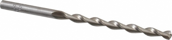 Jobber Length Drill Bit: #9 (0.1960) Dia, 135 deg, HSS - Bright/Uncoated Finish, 3-5/8" OAL, Right Hand Cut, Parabolic Flute, Straight Shank, Series 150DH