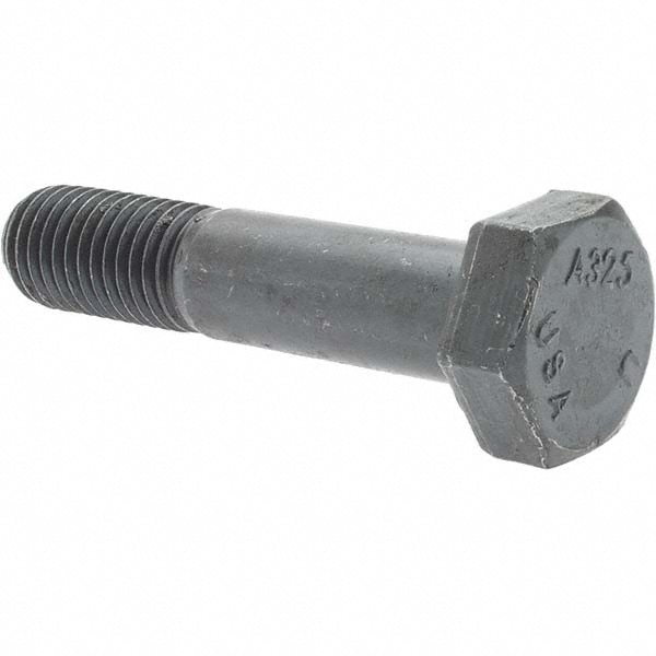 Hex Head Bolt: 3/4-10, 3-1/2" Length Under Head, Steel, Grade A325