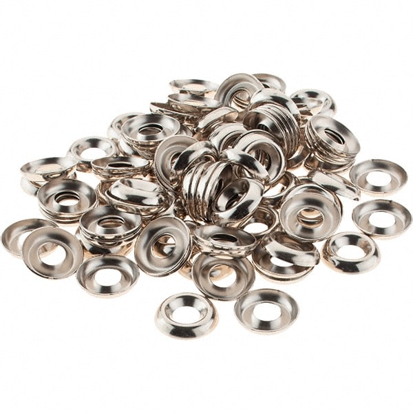 3/32" Thick, Nickel-Plated Finish, Brass, Standard Countersunk Washer