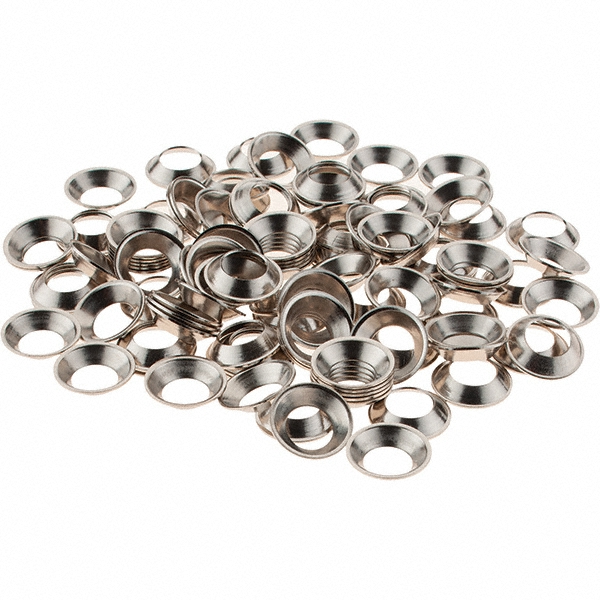 3/32" Thick, Nickel-Plated Finish, Brass, Flush Type Finishing Washer - 0.488" OD