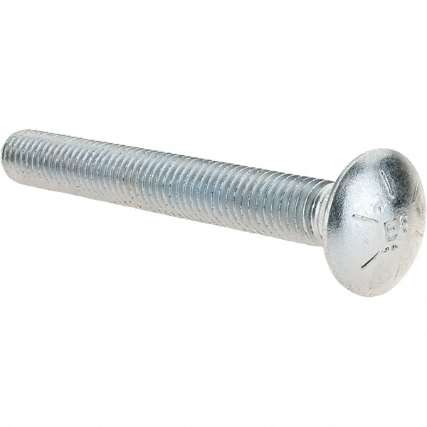 Carriage Bolt: 1/2-13, 4" Length Under Head, Square Neck