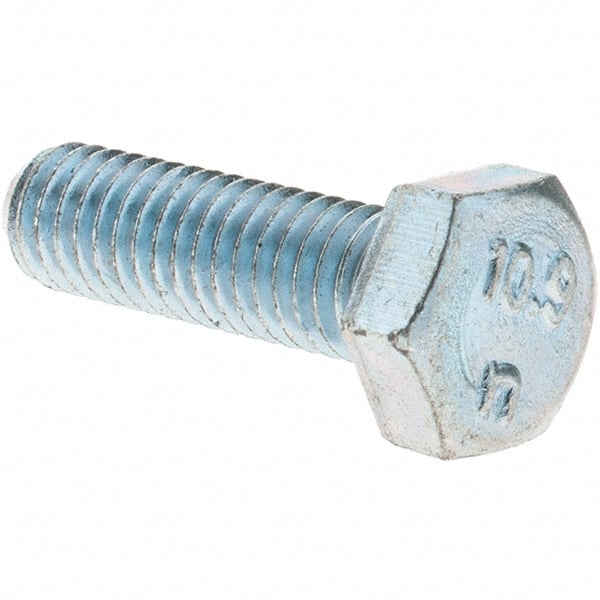 Hex Head Cap Screw: M6 x 1.00 x 20 mm, Grade 10.9 Steel, Zinc-Plated