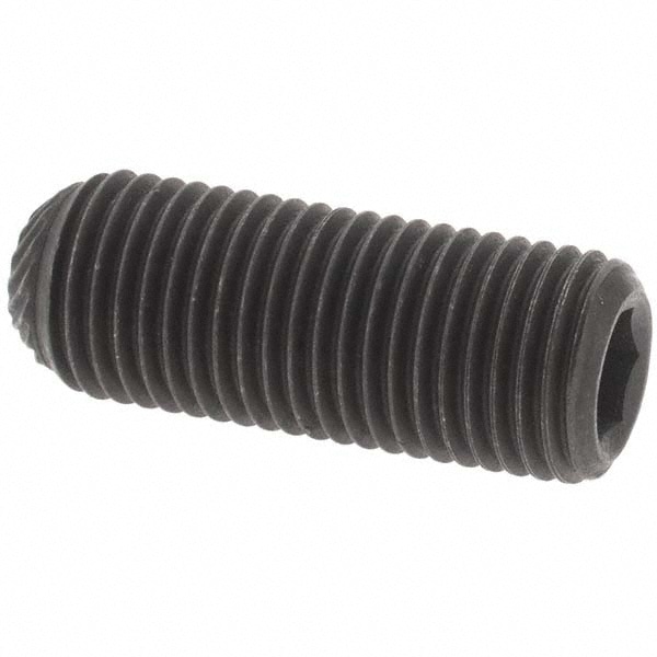 Set Screw: 3/8-24 x 1", Knurled Cup Point, Alloy Steel, Grade 8