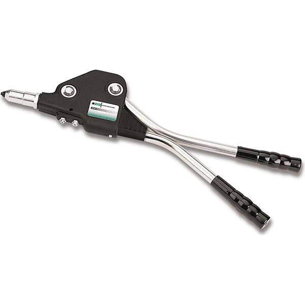 Hand Riveters; Type: Lever-Action ; Rivet Capacity Range (Inch): 3/16 - 1/4 ; Supplied With: Nosepieces; Wrench ; Steel Rivet Capacities (Inch): 5/32, 3/16, 1/4 ; Stainless Steel Rivet Capacities (Inch): 5/32, 3/16, 1/4