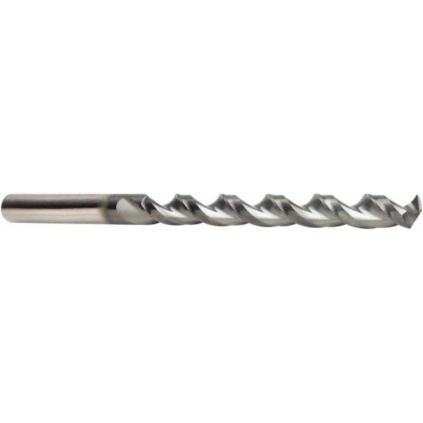 Extra Length Drill Bit: 0.1094" Dia, 130 &deg; Point, Cobalt - AlCrN Coated, 64 mm Flute Length, 117 mm OAL, Parabolic Flute, Straight-Cylindrical Shank, Series A941