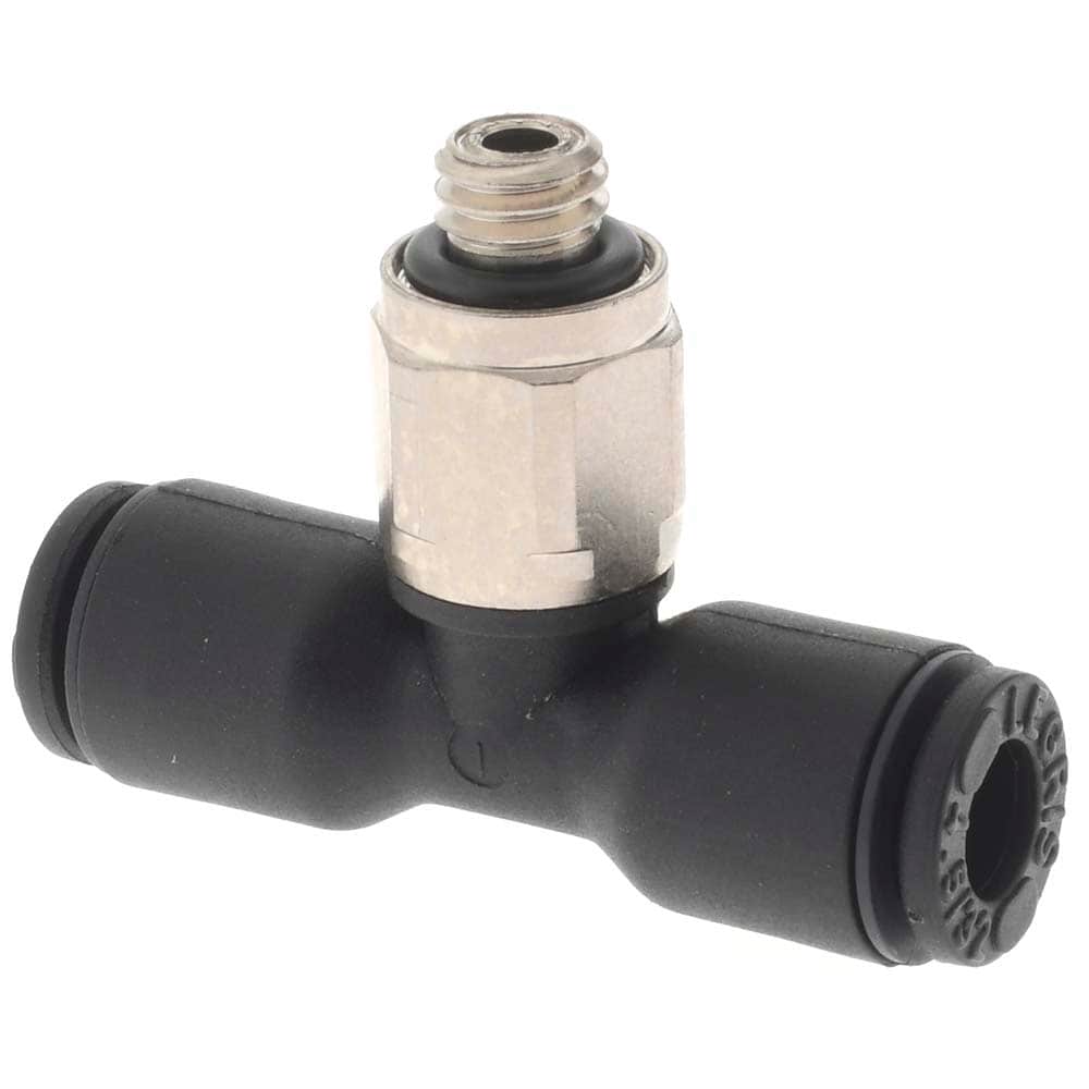 Push-To-Connect Tube Fitting: Male Branch Tee, #10-32 Thread, 5/32" OD