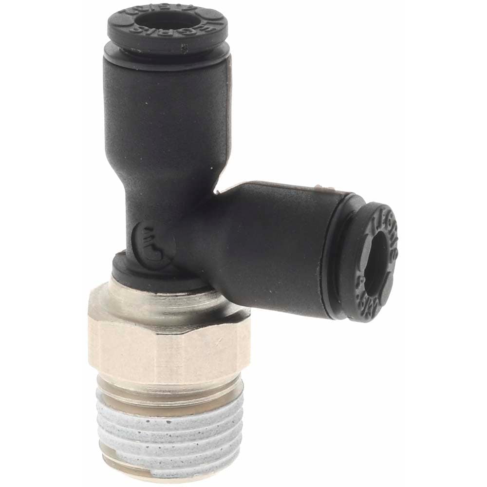 Push-To-Connect Tube Fitting: Male Run Tee, 1/8" Thread, 5/32" OD