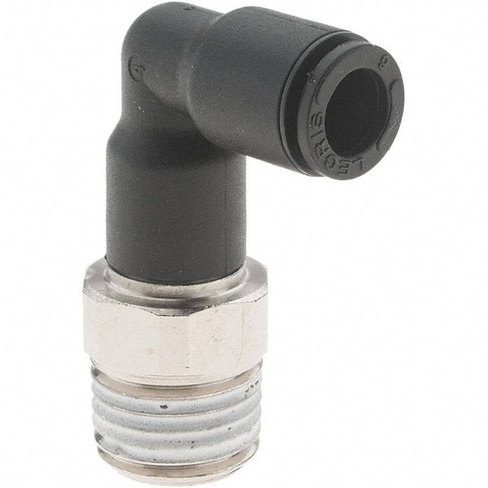 Push-To-Connect Tube to Male BSPT Tube Fitting: 90 ° Extended Male Elbow, 1/8" Thread