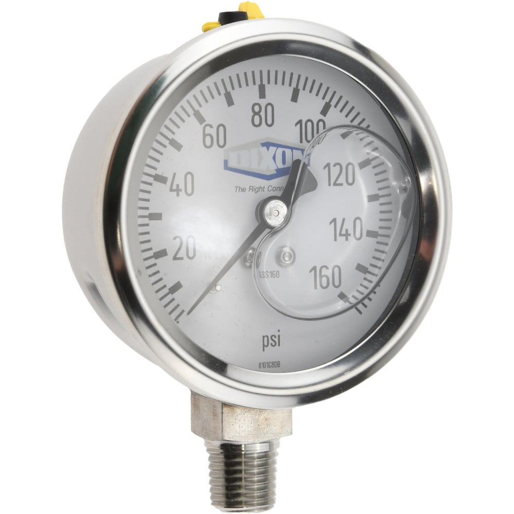 Pressure Gauge: 2-1/2" Dial, 1/4" Thread, NPT, Lower Mount