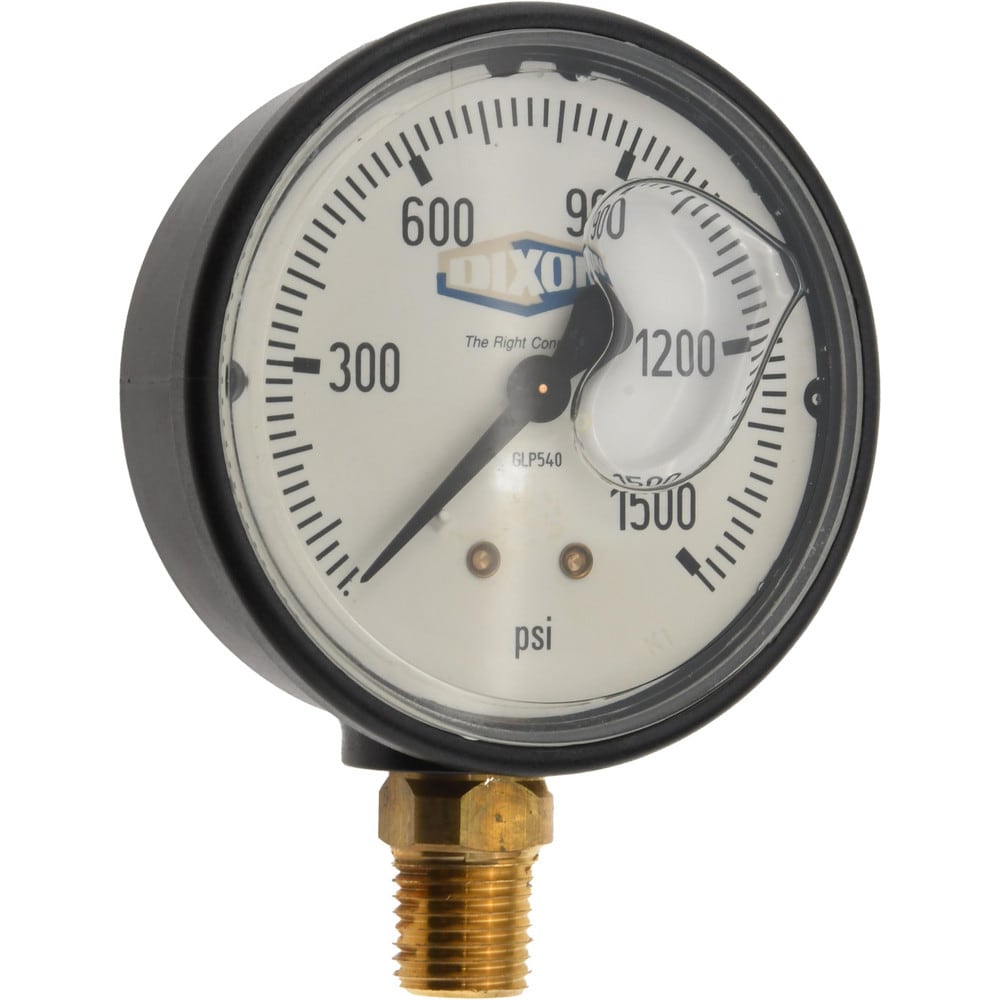 Pressure Gauge: 2-1/2" Dial, 1/4" Thread, NPT, Lower Mount