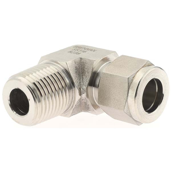 Compression Tube Male Elbow: 1/4" Thread, Compression x MNPT
