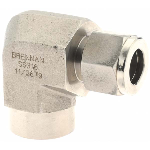 Compression Tube Female Elbow: 1/2" Thread, Compression x FNPT
