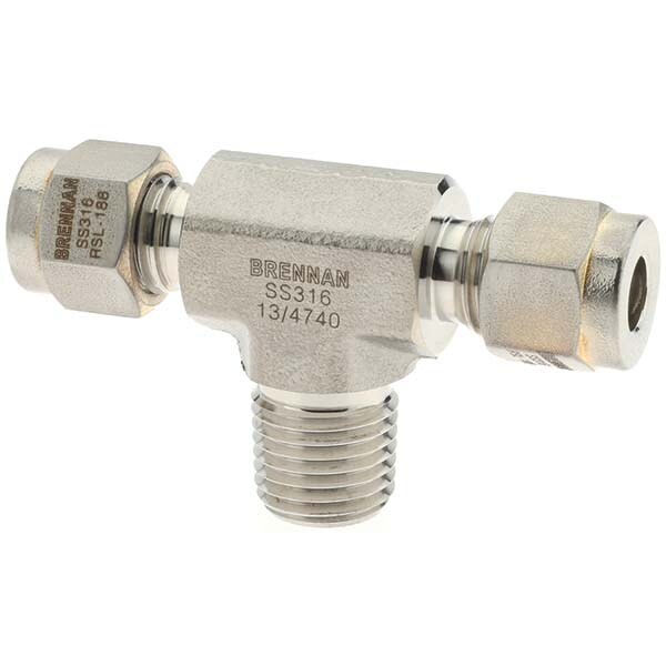Compression Tube Male Branch Tee: 1/4" Thread, Compression x MNPT