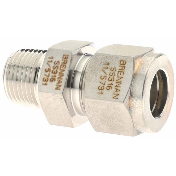 Compression Tube Connector: 3/8" Thread, NPT