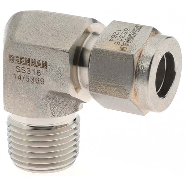 Compression Tube Male Elbow: 3/8" Thread, Compression x MNPT