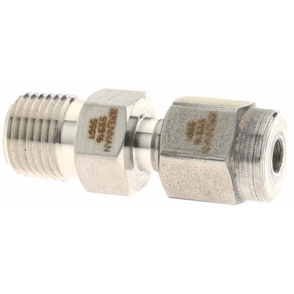 Compression Tube Connector: 1/8" Thread, Compression x MNPT