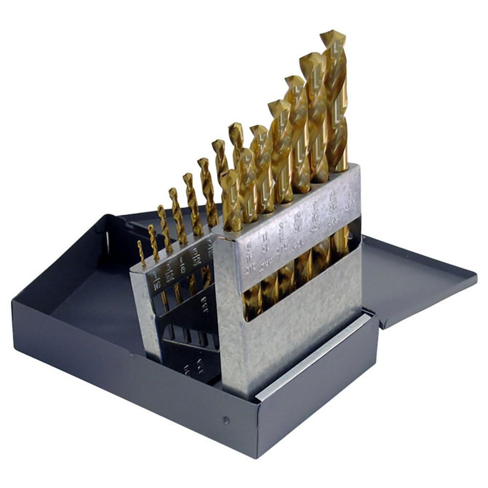 Chicago-Latrobe 69862 Drill Bit Set: Jobber Length Drill Bits, 15 Pc, 118 °, High Speed Steel Image