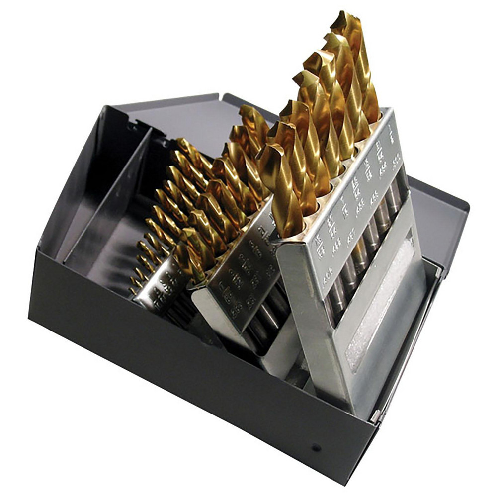 Drill Bit Set: Jobber Length Drill Bits, 29 Pc, 118 &deg;, High Speed Steel - TiN, Standard, Straight Shank, Series 150T