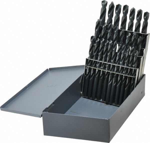 Drill Bit Set: Jobber Length Drill Bits, 26 Pc, 135 &deg;, High Speed Steel - Oxide, Split-Point, Straight Shank, Series 150ASP