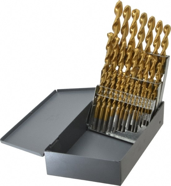 Chicago-Latrobe 57734 Drill Bit Set: Jobber Length Drill Bits, 29 Pc, 135 °, High Speed Steel Image