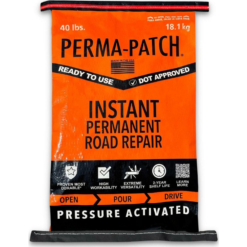 Drywall & Hard Surface Compounds; Product Type: Asphalt Patch ; Color: Black ; Container Size: 40 lb ; Container Type: Bag ; Composition: Asphaltic ; Coverage: .5 Cu Ft