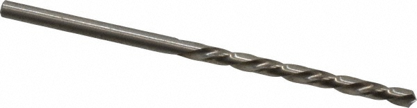 Jobber Length Drill Bit: #36 (0.1065) Dia, 118 deg, HSS - Bright/Uncoated Finish, 2-1/2" OAL, Left Hand Cut, Regular Spiral Flute, Straight Shank, Series 150L