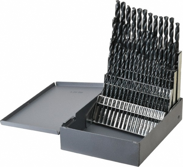Drill Bit Set: Jobber Length Drill Bits, 60 Pc, 135 &deg;, High Speed Steel - Oxide, Split-Point, Straight Shank, Series 150ASP