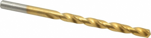 Jobber Length Drill Bit: #1 (0.2280) Dia, 135 deg, Cobalt - TiN Finish, 3-7/8" OAL, Right Hand Cut, Regular Spiral Flute, Straight Shank, Series 2550